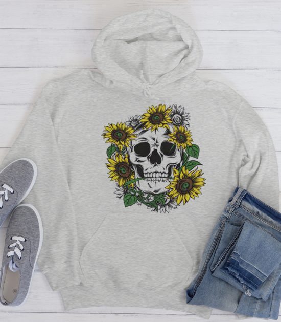 Sunflower and skull Cool Trending graphic Hoodie