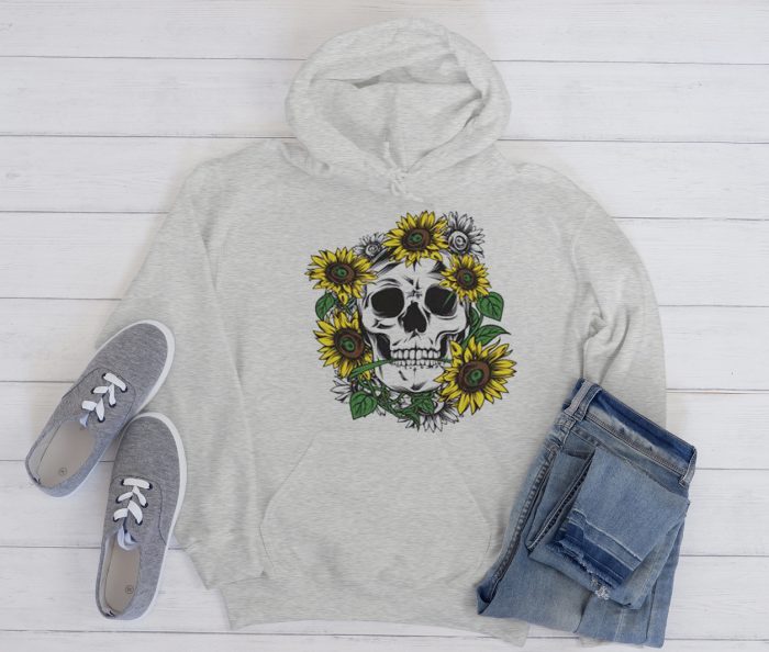 Sunflower and skull Cool Trending graphic Hoodie