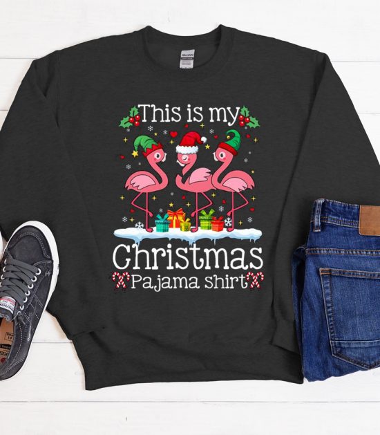 This Is My Christmas Pajama Funny Flamingo Cool Trending Sweatshirt