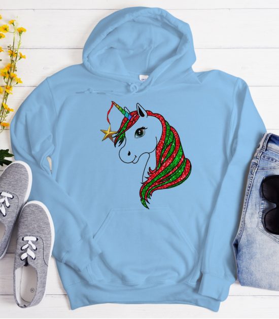 Christmas Unicorn graphic Hoodie