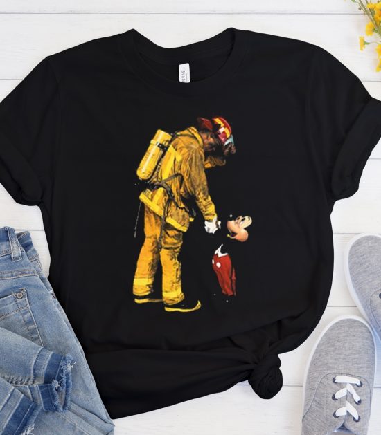 Firefighter Fireman and Mickey Mouse Cool Trending graphic T Shirt