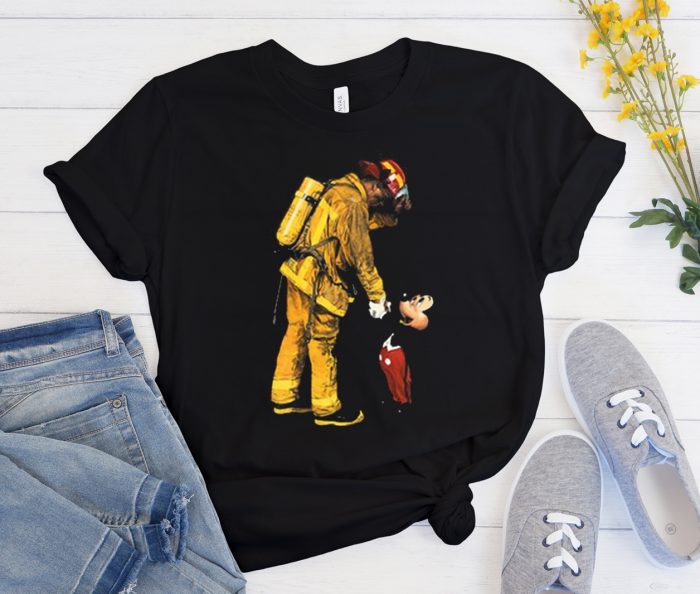 Firefighter Fireman and Mickey Mouse Cool Trending graphic T Shirt