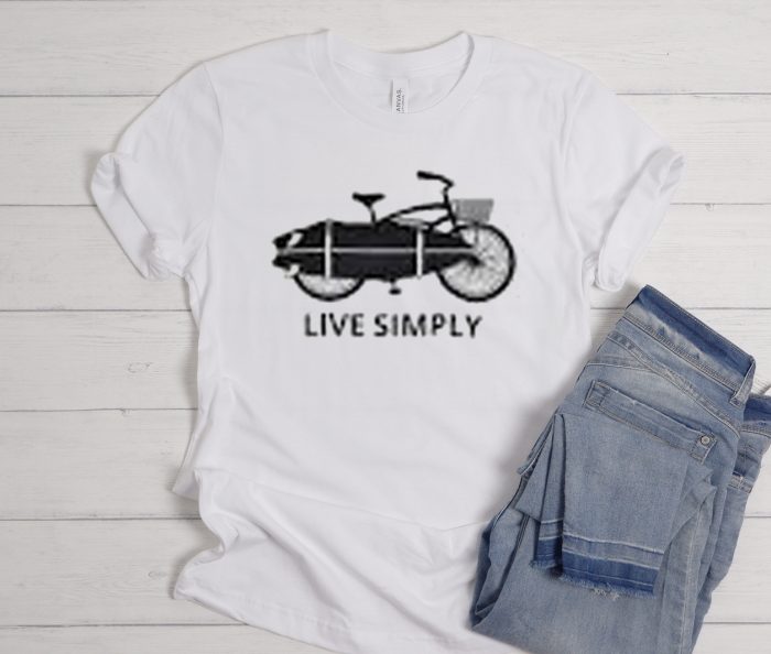 Live Simply T Shirt, Beach Cruiser and Surf Board Shirt, Bike Apparel, Beach Life Shirt, Ocean Cool Trending graphic T Shirt