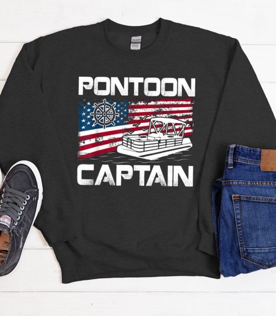 Pontoon Captain American Flag Cool Trending graphic Sweatshirt