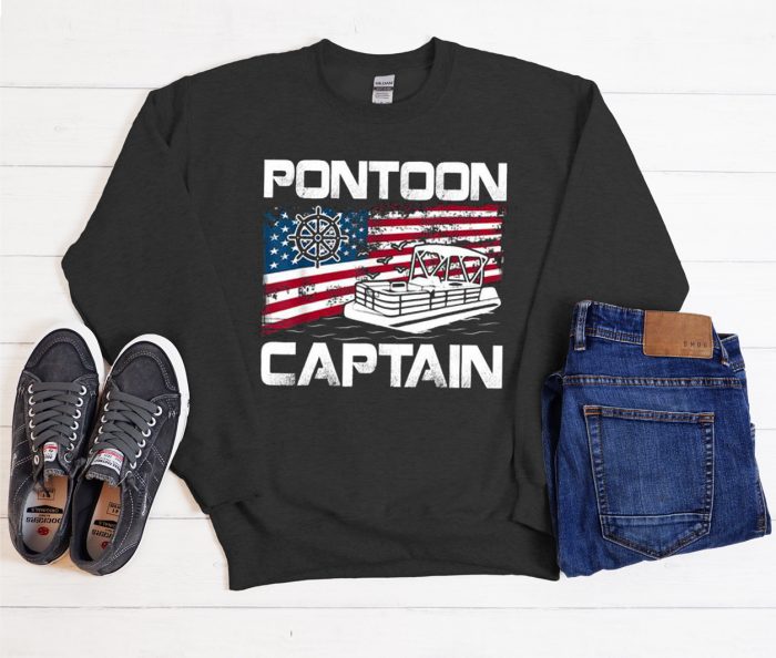 Pontoon Captain American Flag Cool Trending graphic Sweatshirt