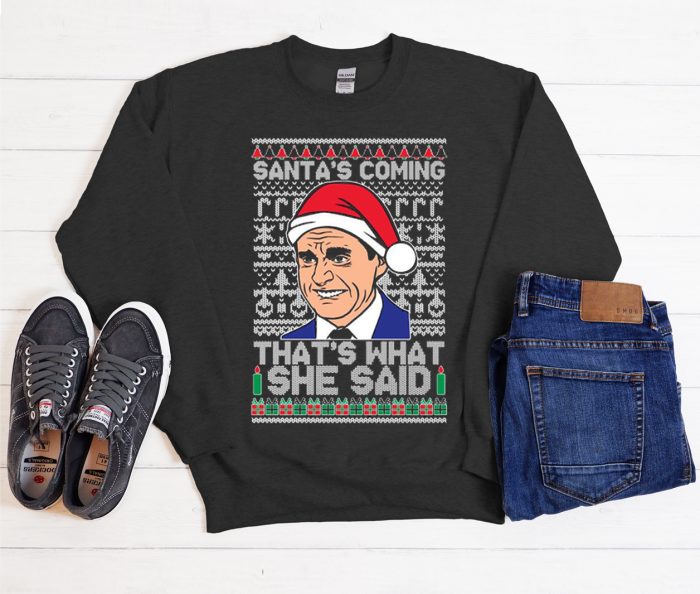 The Office Santa's Coming Cool Trending graphic Sweatshirt