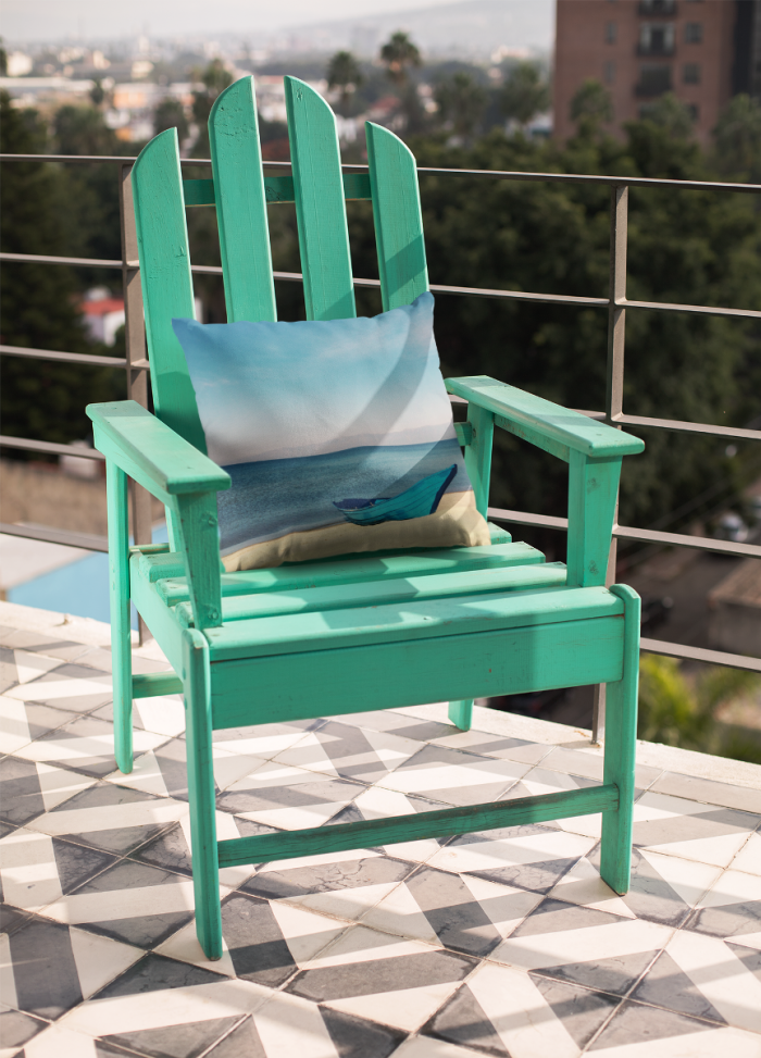 Blue Boat On Sand Cute Pillow Case