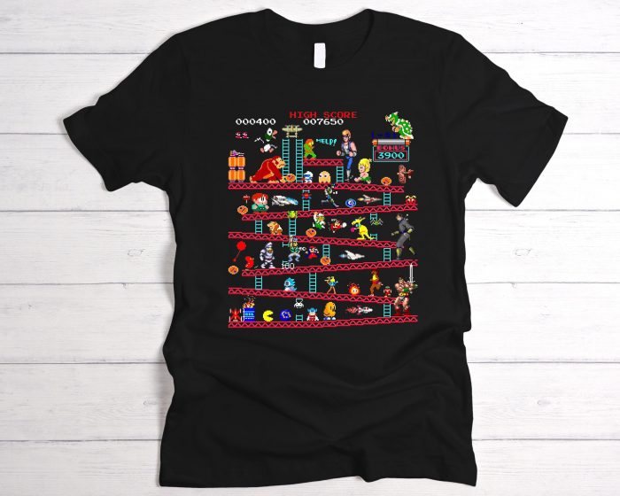 Donkey Kong Retro Game Characters Graphic T-Shirt