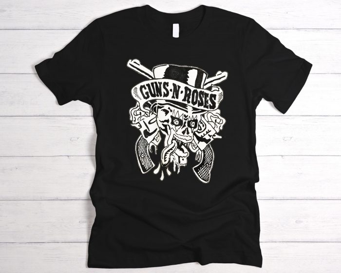 Guns N' Roses Skull In Top Hat Concert Graphic T shirt