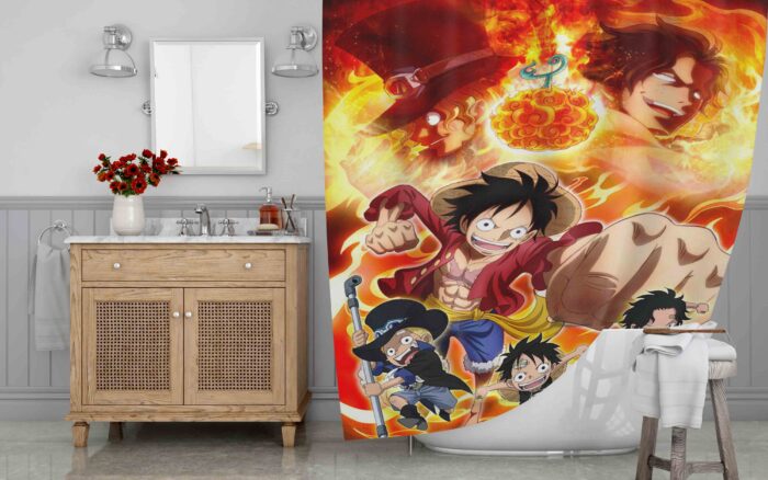 Ace One Piece Luffy Brotherhood Shower Curtain