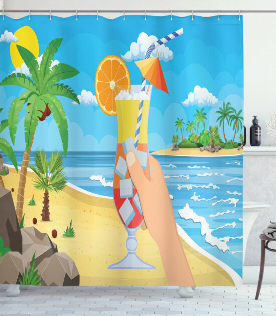 Alcohol Shower Curtain Tropical Cocktail Glass