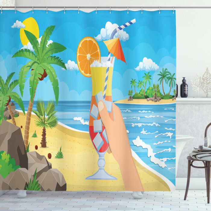 Alcohol Shower Curtain Tropical Cocktail Glass