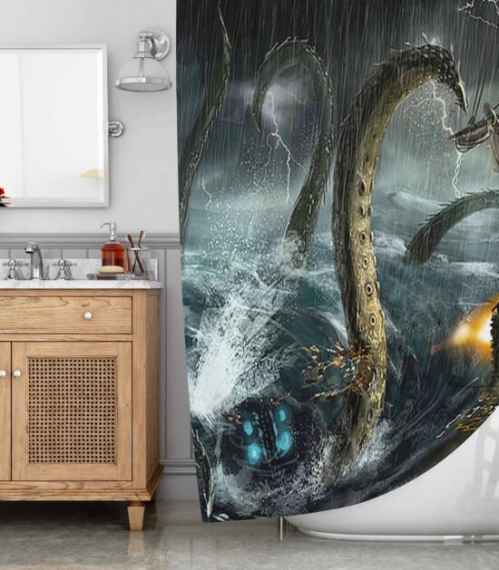 Deep Sea Monster The Kraken World Shower Curtain